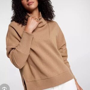 CALIA Carrie Underwood Elevate Herringbone Funnel Neck Long Sleeve Top